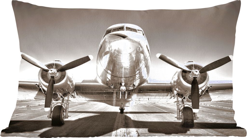 MuchoWow Zierkissen Sofakissen Wohnzimmer Dekokissen 60x40 cm Flugzeuge - Vintage - Propeller - Kopfkissen - Polster mit Foto
