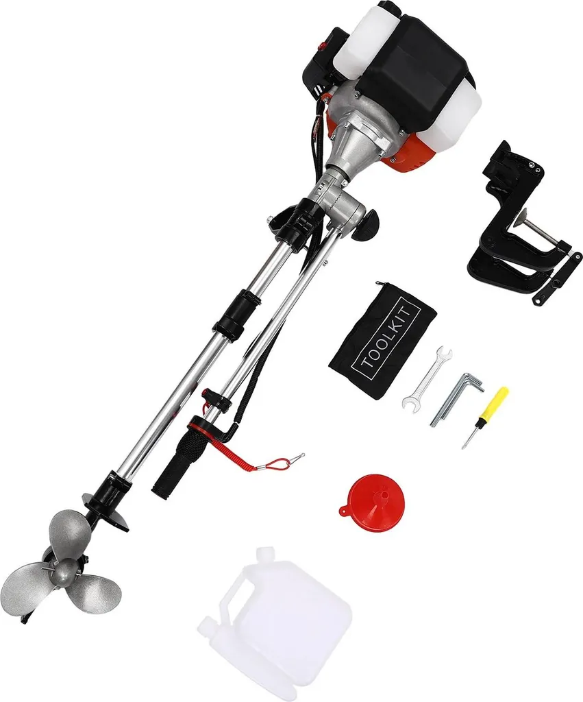 Moteur Hors-bord Refroidi par Air 52cm³ Arbre Court 2.5 CV Noir