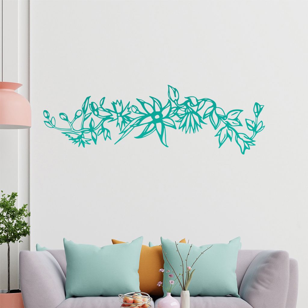 Blumen -Ranken Wandtattoo in 6 Größen - Wandaufkleber Wall Sticker - Dekoration, Küche, Wohnzimmer, Schlafzimmer, Badezimmer