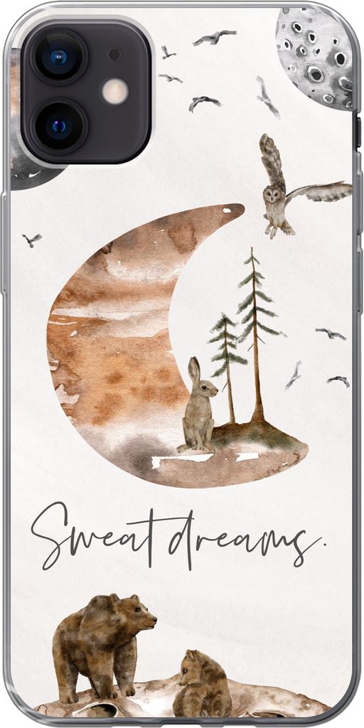 MuchoWow Handyhülle Schutzhülle Hülle für Telefoonhoesje iPhone 12 mini Kinder - Tiere - Sprichwörter Silikon Softcase Handy Hülle - Bild