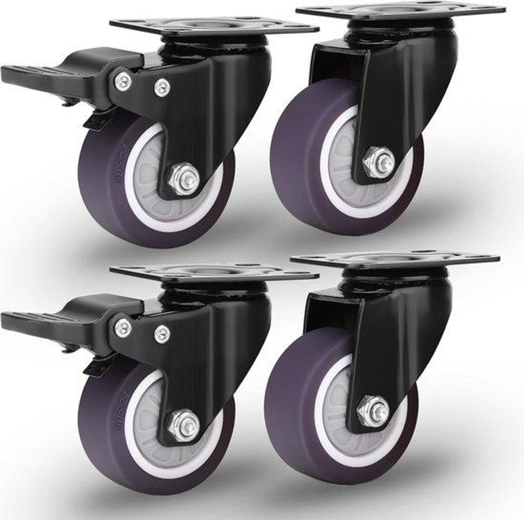 LONTAN Set of 4 schwere Lastrollen für Möbel 50 mm schwere Lastrollen mit Bremse Lastkapazität 60 kg pro Dreh Lastrollen schwere Lastrollen mit ...