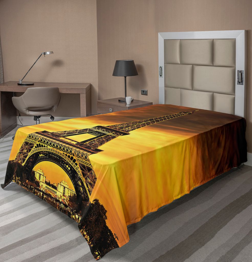 ABAKUHAUS Eiffelturm Bettlaken, Paris Love City Monument Sonnenaufgangs Bild des französischen Marksteins Druck, weiches bequemes oberes Bettlaken...