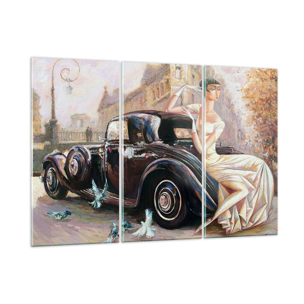 Bilder auf glas - frau retro stil - 165x110cm - Glasbilder - Wandbilder - Kunstdruck - zum Aufhängen bereit - Wanddekoration aus Glas - Glas Bilde...