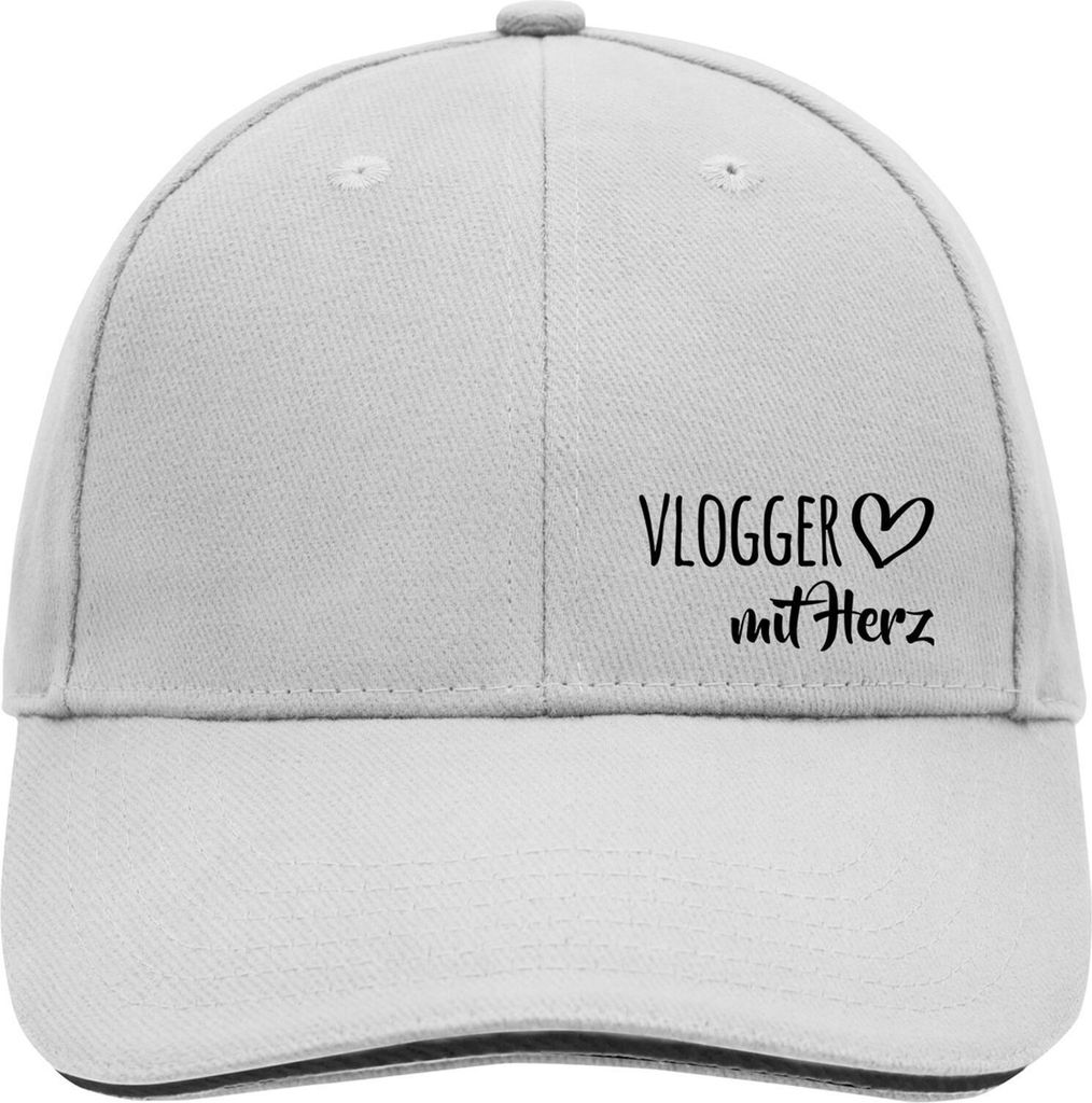 Huuraa Cappy Mütze Vlogger mit Herz Dark Grey/White Baumwolle 6-Panel Kappe Geschenkidee