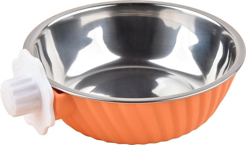 INF Hängender Napf - Edelstahl Käfignapf für Hunde und Katzen Orange