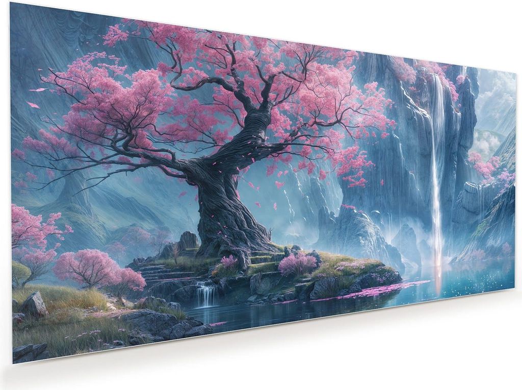 Glasbild 80x40cm in XXL für Wohnzimmer, Schlafzimmer Motiv Zauberhafte Landschaft