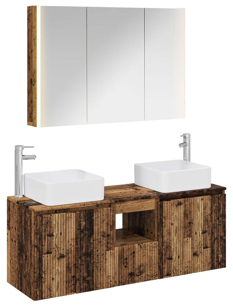 vidaXL Badezimmerschrank-Set 4 pcs Altholz Holzwerkstoff
