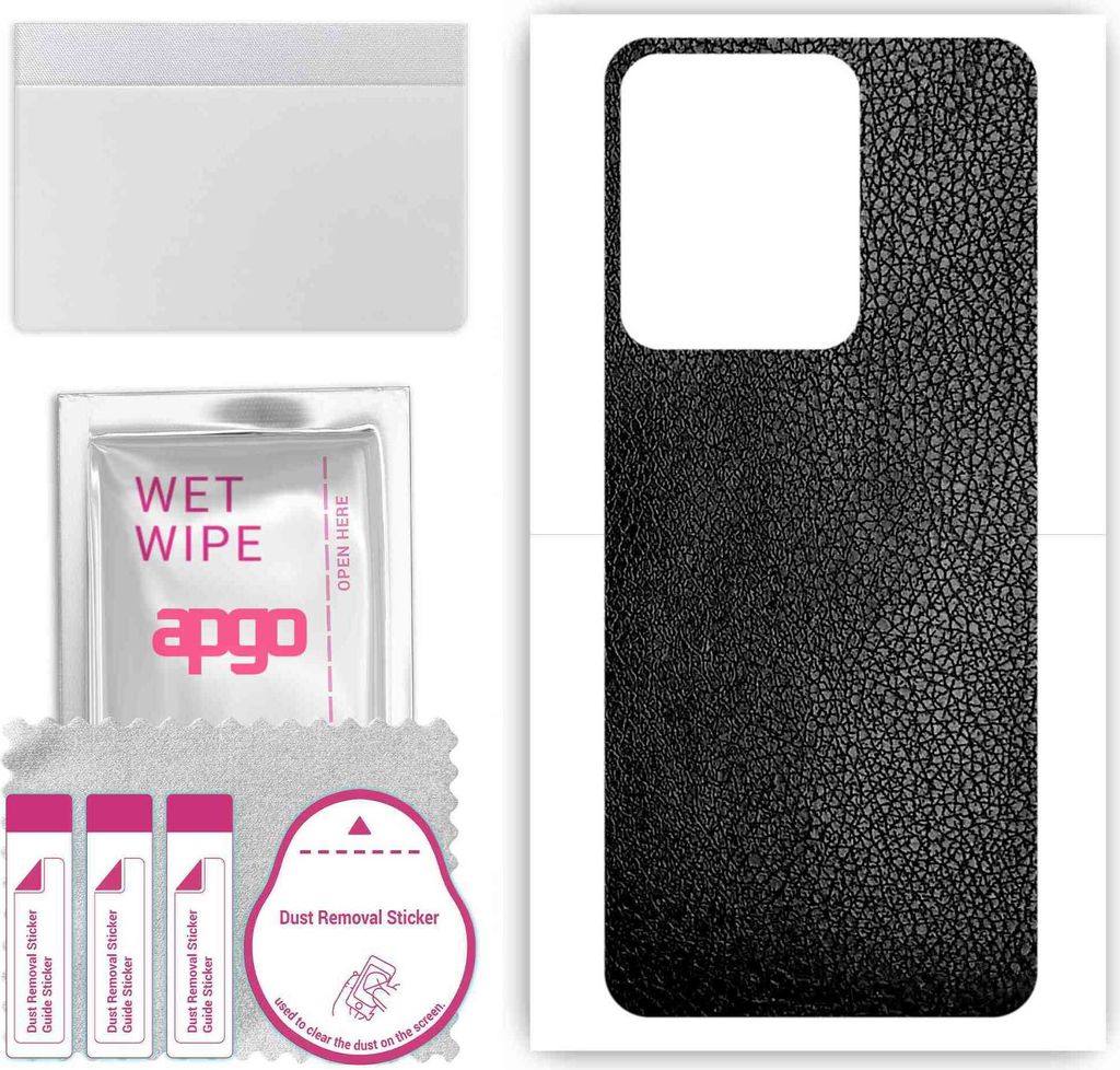 apgo Rückseite Schutzfolie, Skin, kompatibel mit Vivo Y78m, Hinten Displayschutzfolie aus Vinylfolie, kratzfest, einfache Montage - Schwarzes Leder