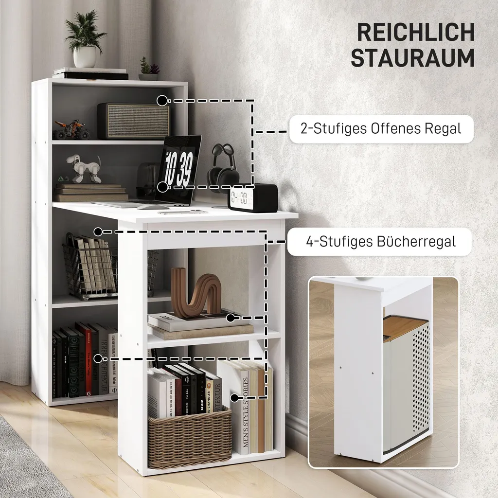 Table à manger polyvalente et bureau d'ordinateur avec rangement étagère - 5