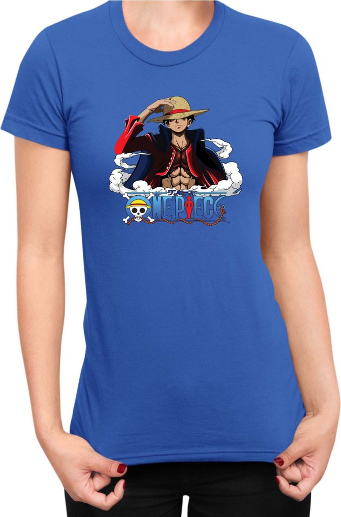 Damen T-Shirt Japan Anime Manga One Manga Piece Anime Luffy 06 Cool Luffy, Lady XS / Blau