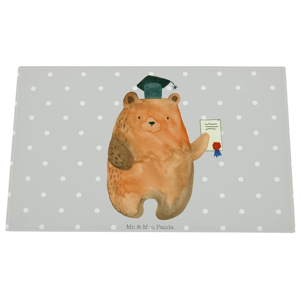 Mr. & Mrs. Panda Schneidebrett Aus Glas Bär Prüfung - Grau Pastell - Geschenk, Bestanden, Prüfungen, Schneidbrett, Abschluss, Zeugnis, Teddy, Sc...