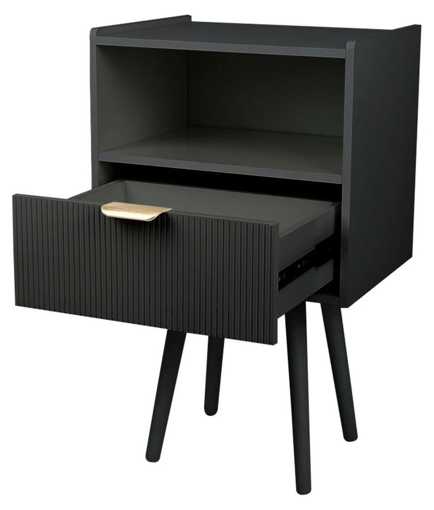 Nachttisch / Nachtschrank - Holz-Nachttisch - 1 Schublade - 1 Offenes Fach - Minimalistisches Design - Für Schlafzimmer/Wohnzimmer - Montage Erfor...