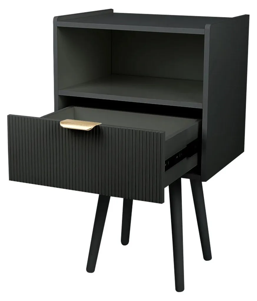 Table de chevet pour lit adulte meuble de rangement de chambre noir