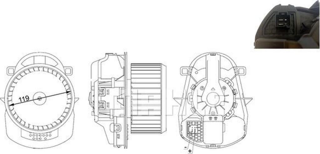 MAHLE AB 258 000S Gebläsemotor Innenraumgebläse für VW Touareg (7P5, 7P6)
