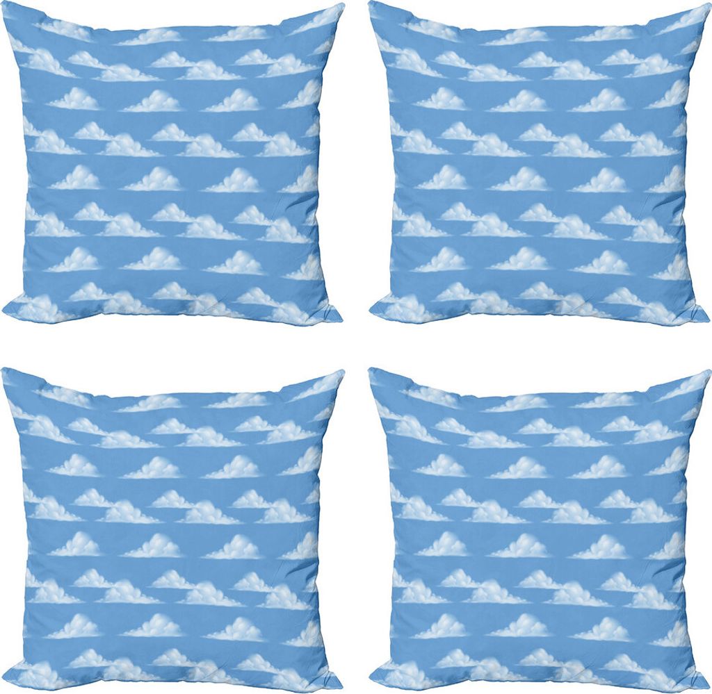 ABAKUHAUS Wolke Kissenbezug Set (4 Stück), Big Puffy Ball Schwimm, Moderner Doppelseitiger Digitaldruck, 45 cm x 45 cm, Azure Blau Baby Blue