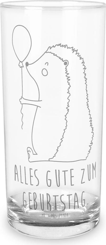 Mr. & Mrs. Panda Tumbler Igel Luftballon 400 ml - Transparent - Geschenk, Lustige Sprüche, Ballon, Glas, Glückwunsch, Glasbecher, Herzlichen, Geb...