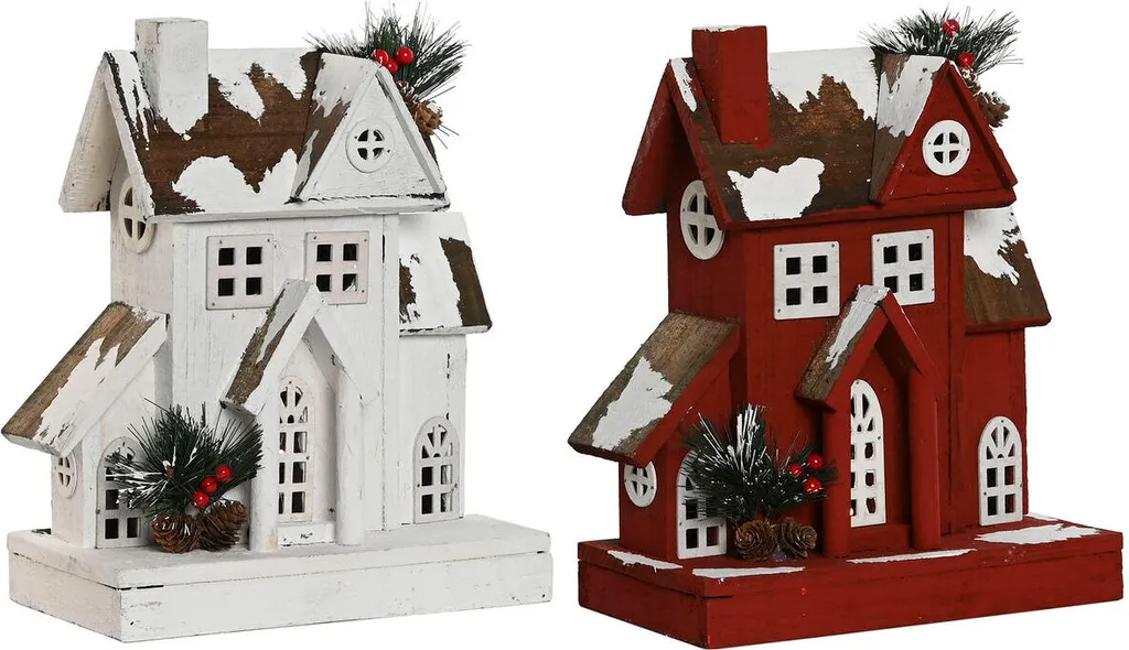 Grandes Décorations Noël Home ESPRIT 32 cm Bicolores Rouge Blanc - Lot de 2