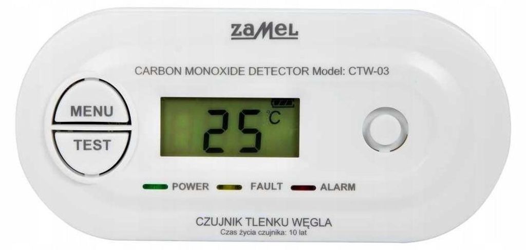 Zamel | Czujnik tlenku węgla CTW-03 - Bateriowy - LCD - 10 Zdjęcie produktu 