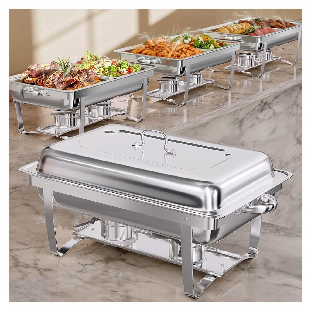 Chafing Dish Behälter 9L, Wärmebehälter für Speisen, 2X1/2 GN-Behälter aus Edelstahl, Warmhaltebehälter für Buffets, Catering, Partys und Sc...