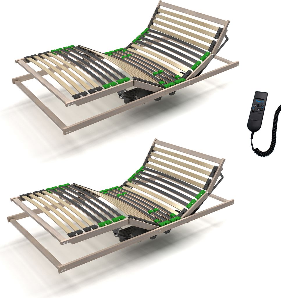 Lattenrost 100x200 cm elektrisch verstellbares Kopf- und Fussteil - 2x
