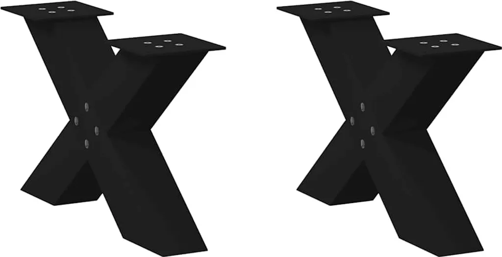 Piedi Tavolino Design a X 50x30 cm Nero - Acciaio Stile Contemporaneo