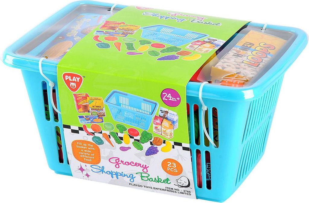 Play Einkaufskorb Spielzeug Lebensmittel Set - 23-teilig - Produktbild 
