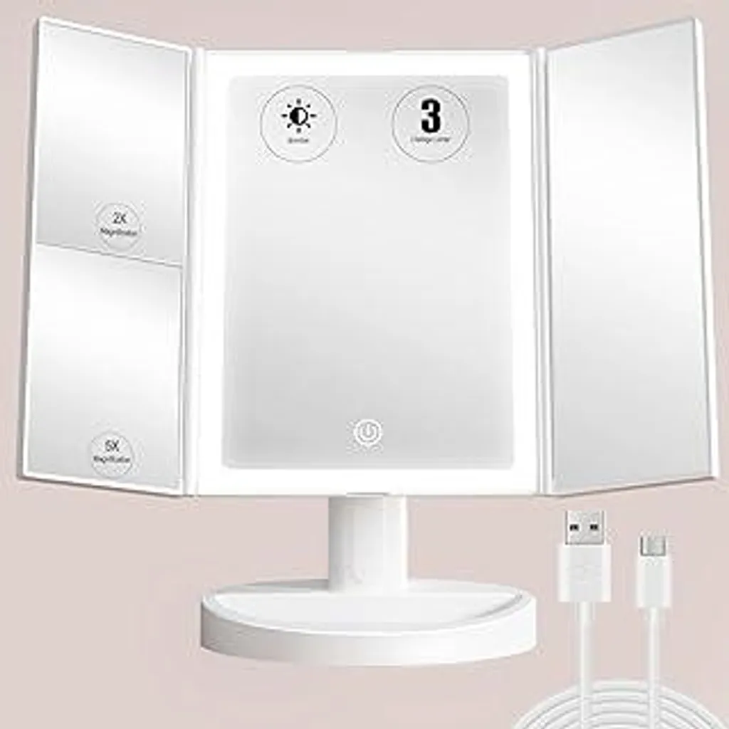 Specchio Trucco S'bagno LED: Tecnologia Touch e Rotazione 360°