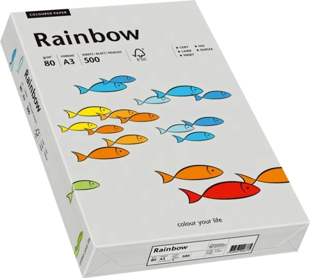 Papier multifonctions Rainbow A3 80g gris - Rame de 500 feuilles Claire