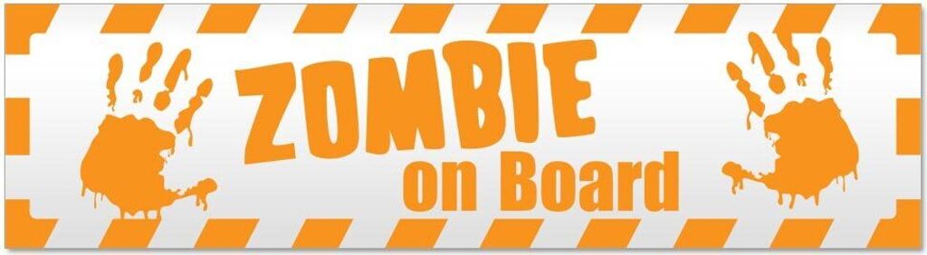 Kiwistar - Autoaufkleber - Orange - 45 x 12 cm - Zombie ob Board gestreift - Hinweis Aufkleber Sticker für Auto, Kfz, Fahrrad, PKW, LKW