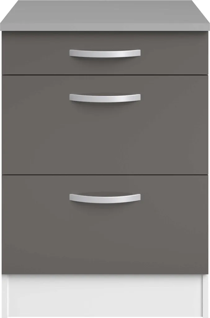 Armoire basse Eko 60x60 cm avec 3 tiroirs - Meuble de rangement gris - 6