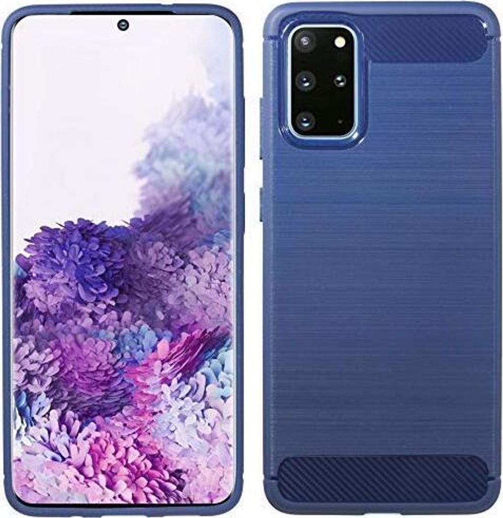 cofi1453 Silikon Hülle Bumper Carbon kompatibel mit SAMSUNG GALAXY S20+ (G985F) Case TPU Soft Handyhülle Cover Schutzhülle Blau