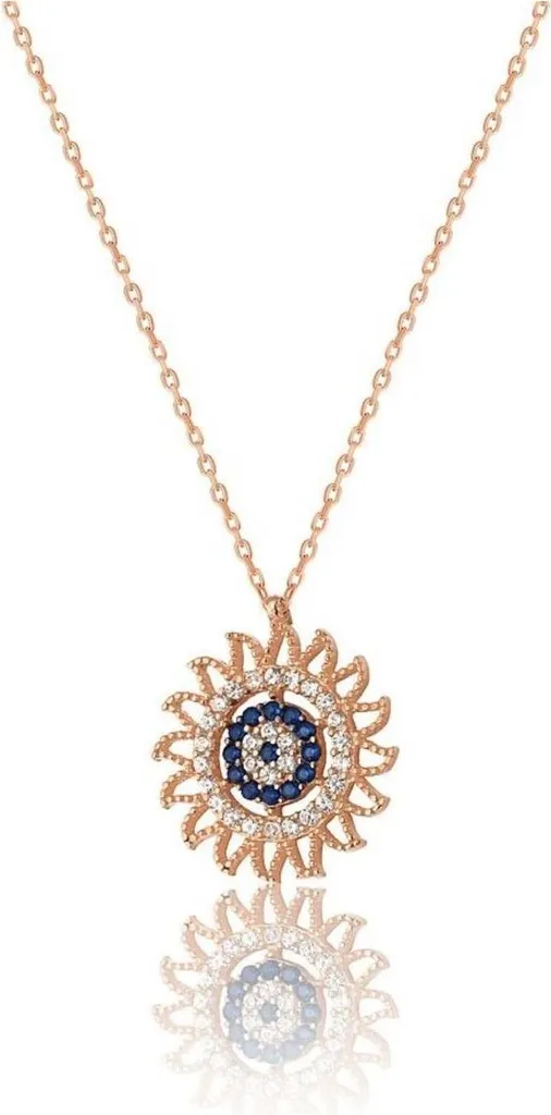 Collier Soleil Œil de Nazar en Argent 925 et Zircone - Bijou Porte-bonheur