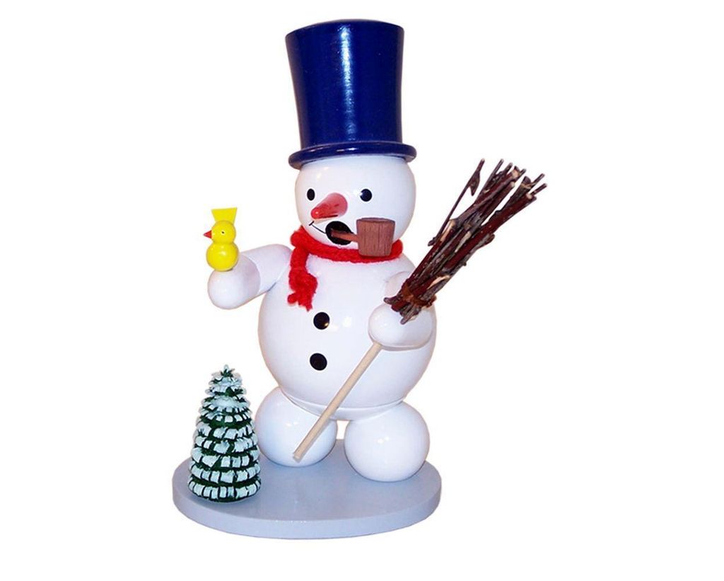 Schneemann mit Zylinder (12cm) Räuchermann von Zenker Volkskunst