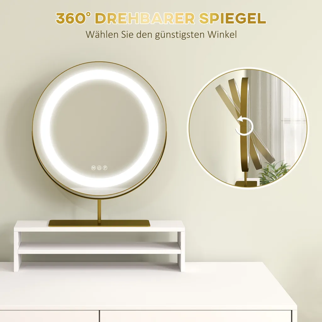 Table de Maquillage Blanche avec Éclairage LED et Miroir Orientable