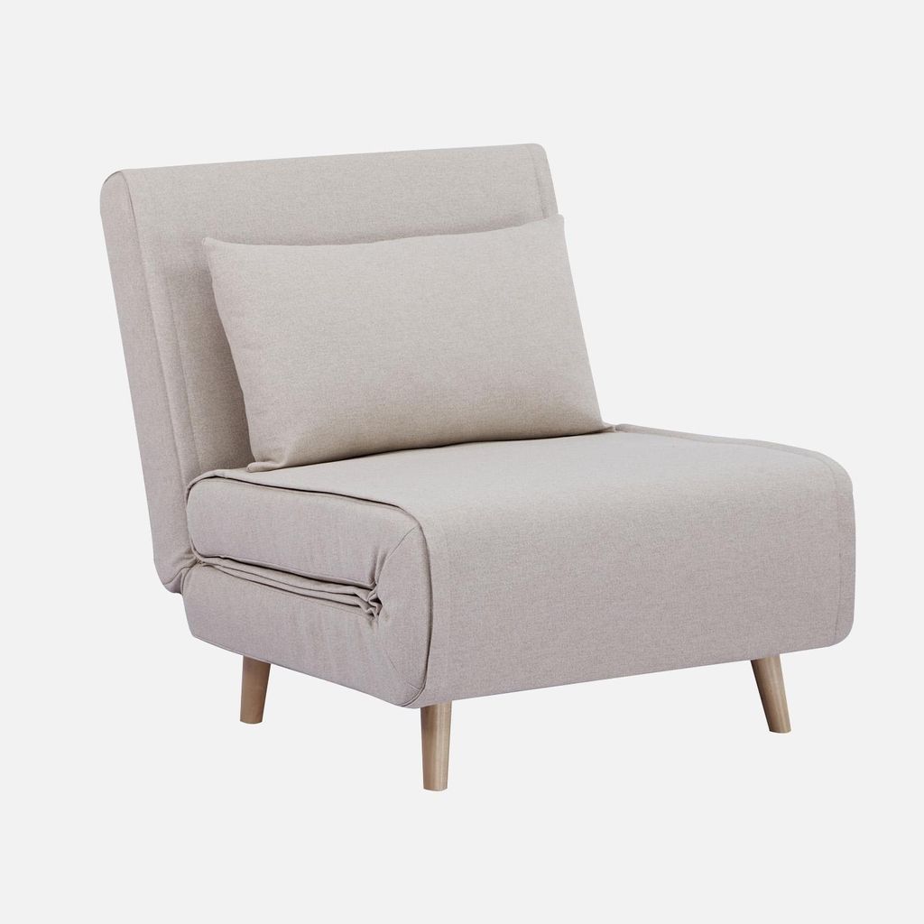 sweeek - Sessel mit Holzgestell und Schlaffunktion für 1 Person - Beige
