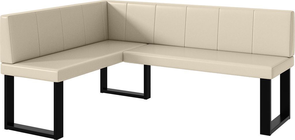 MEBLINI Eckbank für Esszimmer - Küchenbank - Essecke - Sitzecke Küche - PETER - U-Beine 128x168x87cm Links - Creme Kunstleder