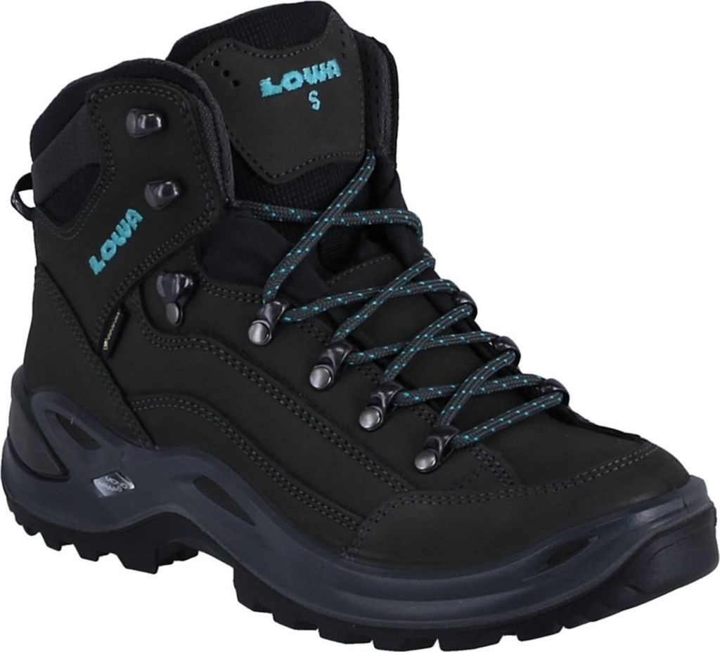 Lowa Damen Renegade GTX Mid Wanderstiefel S-Leisten (schmal) ASPHALT/TUERKIS 39.5