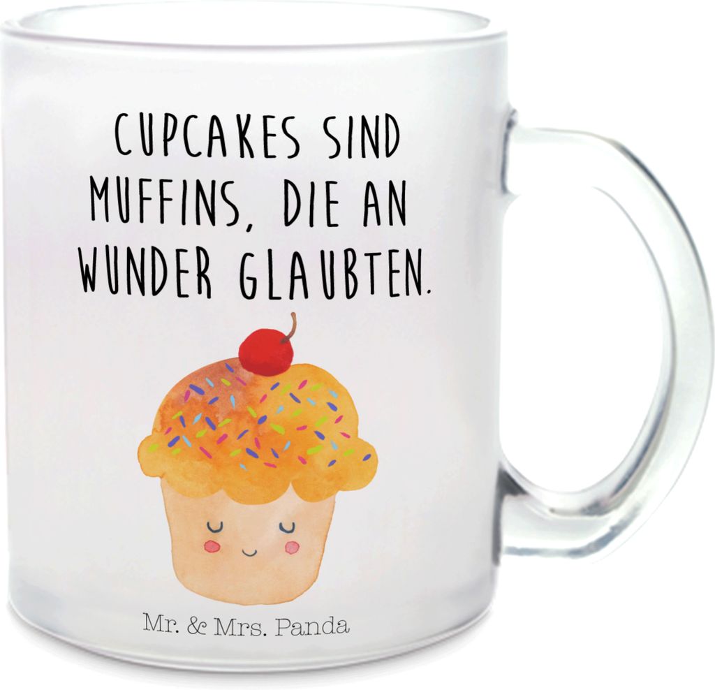 Mr. & Mrs. Panda Henkelbecher Cupcake - Transparent - Geschenk, Wunder, Küche Spruch, Muffin, Tee Tasse, Pott, Häferl, Teetasse, Lustige Sprüche...