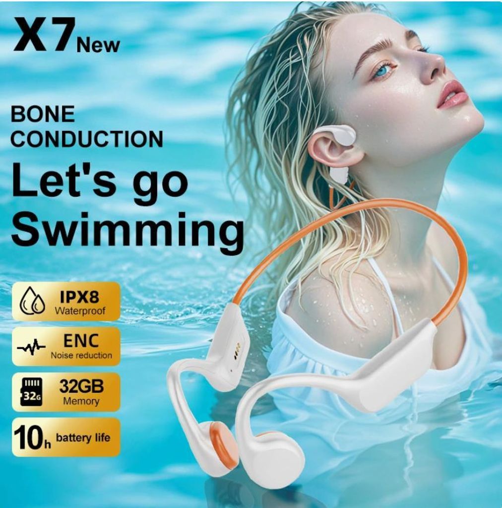 X7S Knochenleitungs-Bluetooth-Headset mit 32 GB Speicher und langer Akkulaufzeit zum Musikhören beim Sport, Laufen und Schwimmen