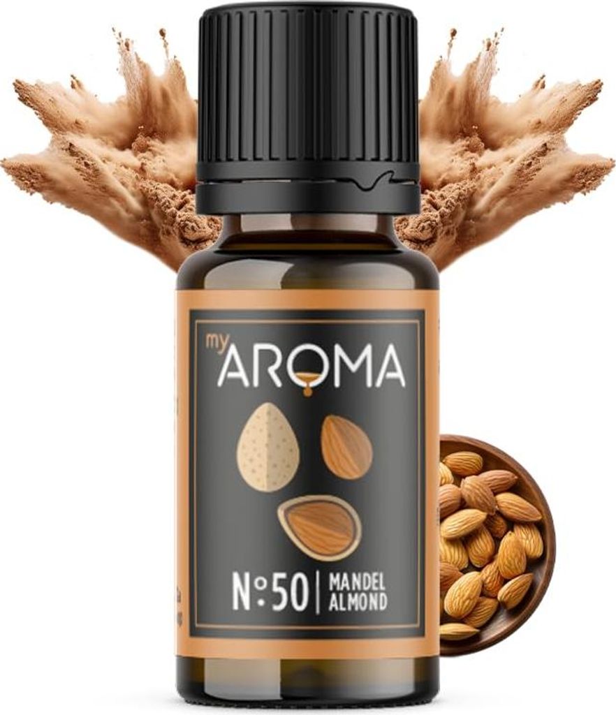 myAROMA Flavour Drops Mandel 10ml – Zuckerfreie, kalorienfreie & vegane Geschmacksverstärker, ohne künstliche Farbstoffe