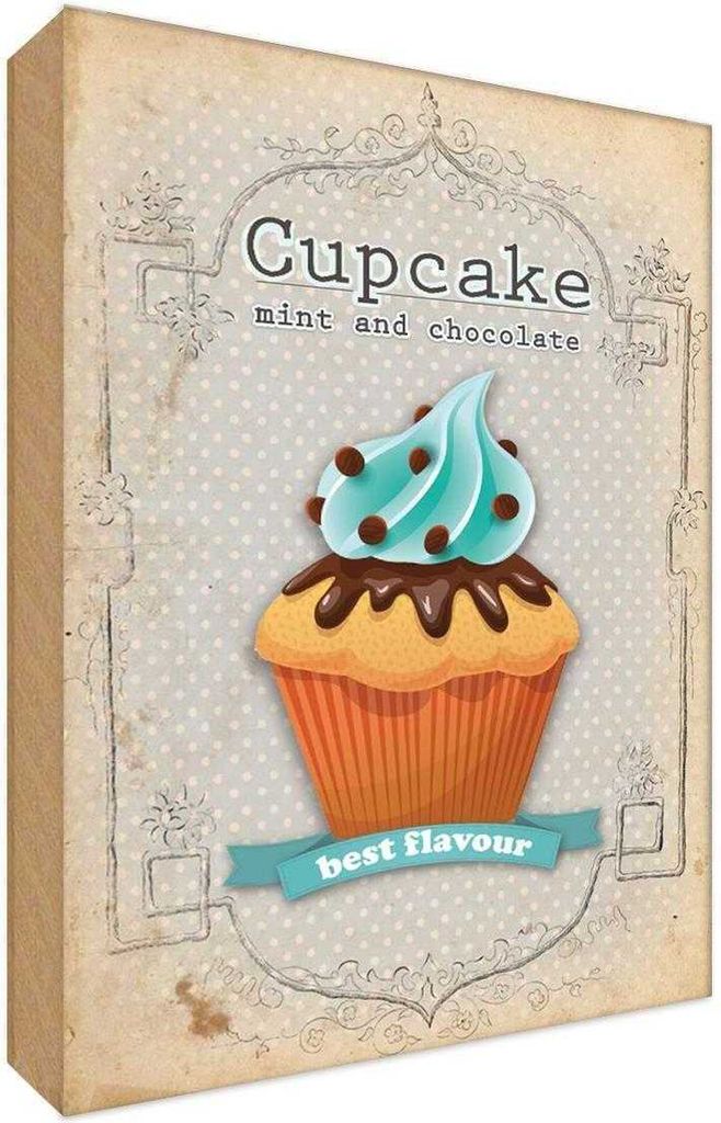 vianmo Holzschild 30x20 cm Cupcake mint chocolate best Essen Trinken