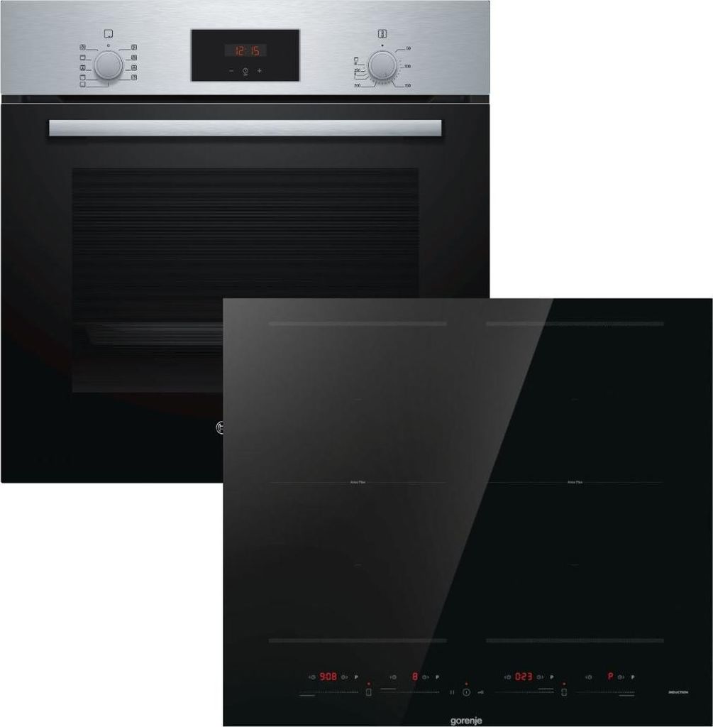 Herdset Bosch Backofen Kindersicherung + Gorenje Induktionskochfeld Booster autark 60 cm