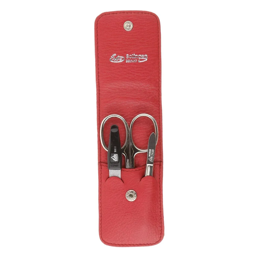 ERBE SOLINGEN set da viaggio per manicure in pelle Siena 9014 rosso