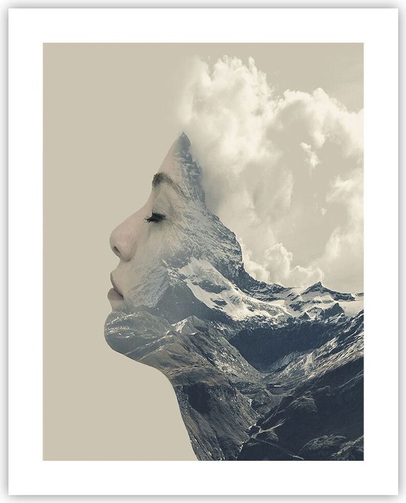 Poster - Poster ohne Rahmen - Grafik Frau Berge - 40x50 cm - Wand Bild - Wanddeko - Wandbilder - Kunstposter - Wandposter - Bilder - Kunstdruck - W...