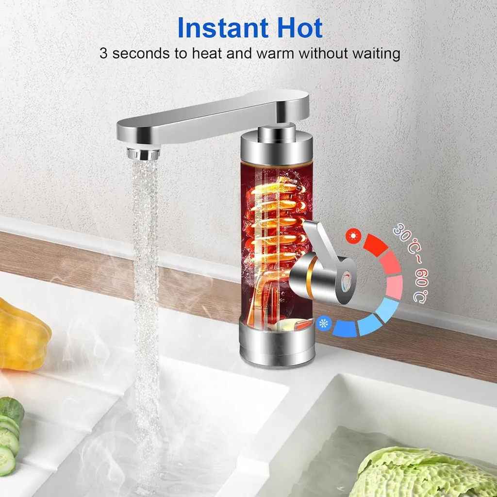 Robinet électrique eau chaude instantanée, écran LCD & rotation 360°