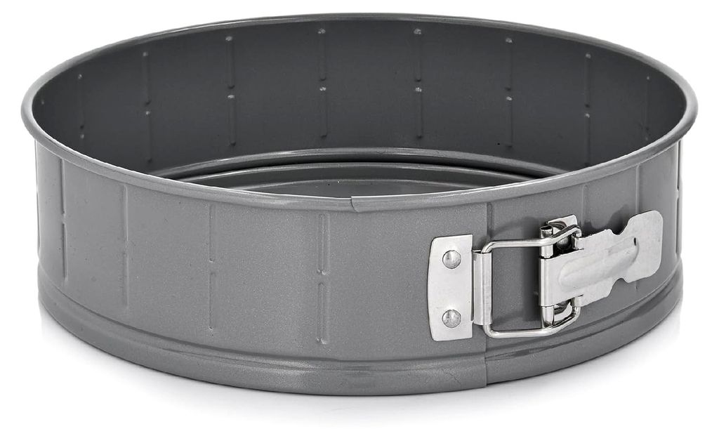 Runde Springform 24 cm mit abnehmbarem Rand aus Kohlenstoffstahl grau