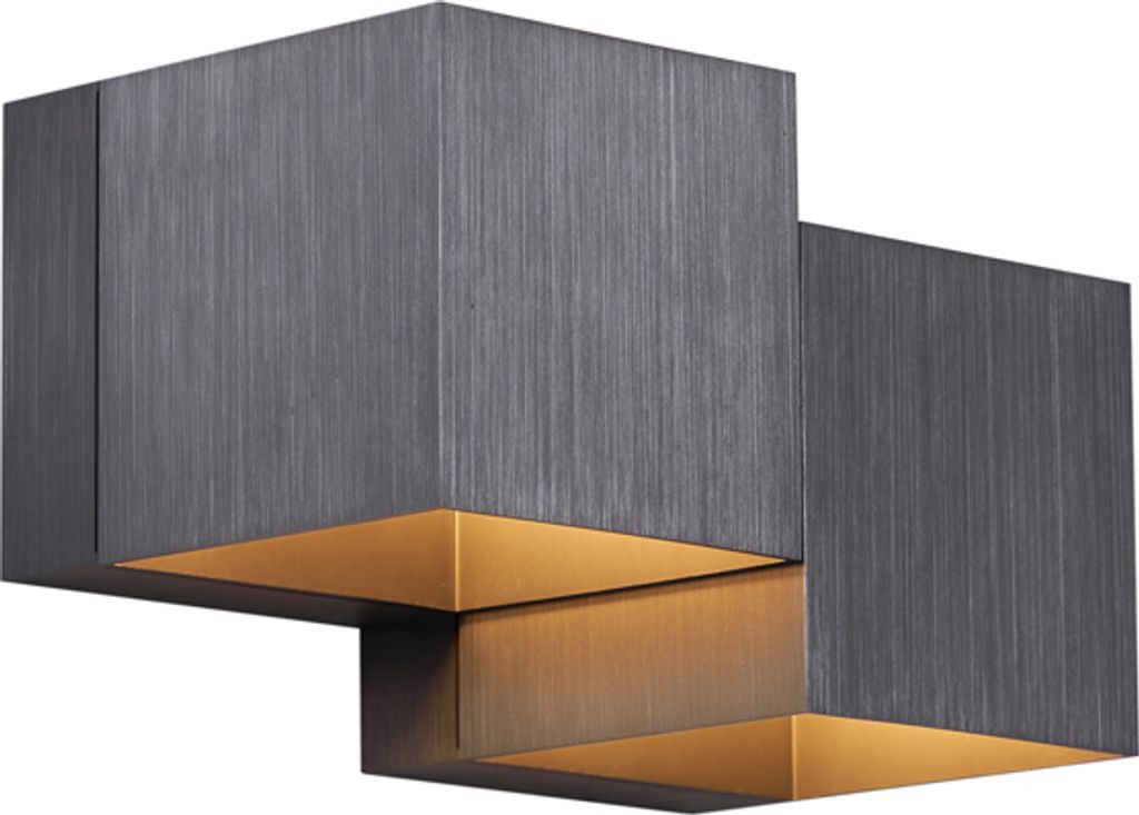 QAZQA - Moderne Wandleuchte Gunmetal 2-flammig - Transfer Double I Wohnzimmer I Schlafzimmer - Aluminium Andere I Quadratisch - LED geeignet G9