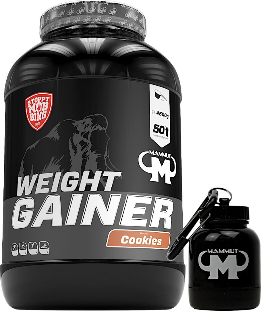 Mammut Nutrition - Weight Gainer 4500 g Dose - 50 Portionen + GRATIS Powderbank, Geschmack: Cookies