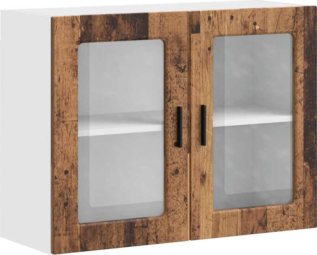 vidaXL Küchen-Hängeschrank mit Glastür Porto Altholz-Optik