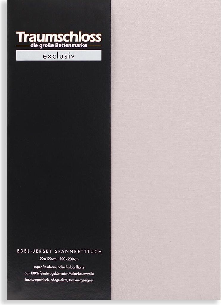 Traumschloss Exclusiv Edel-Jersey Spannbettlaken 140-160 x 200 cm silber (hell) 150g/m², 100% gekämmte Mako Baumwolle